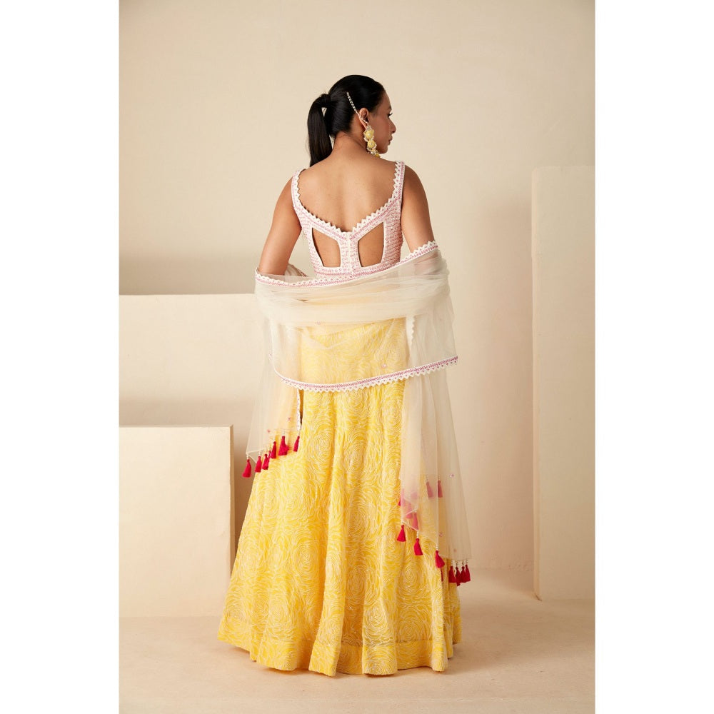 Suruchi Parakh Womens Embellished Blouse with Lehenga and Dupatta (Set of 3)