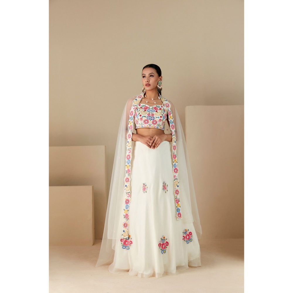 Suruchi Parakh Womens Embellished Blouse with Lehenga and Dupatta (Set of 3)