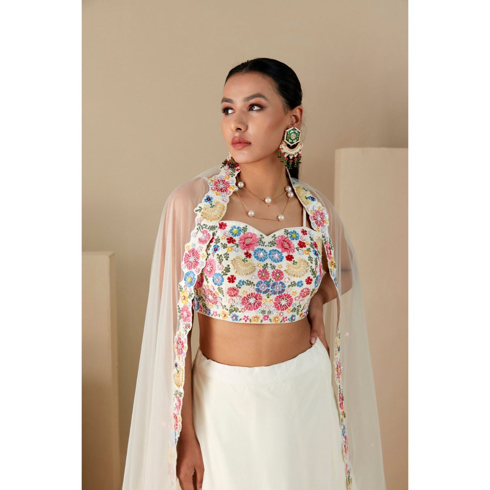 Suruchi Parakh Womens Embellished Blouse with Lehenga and Dupatta (Set of 3)