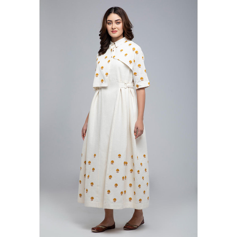 S & V designs Yellow Floral Embroidered Maxi Dress with Attached Jacket