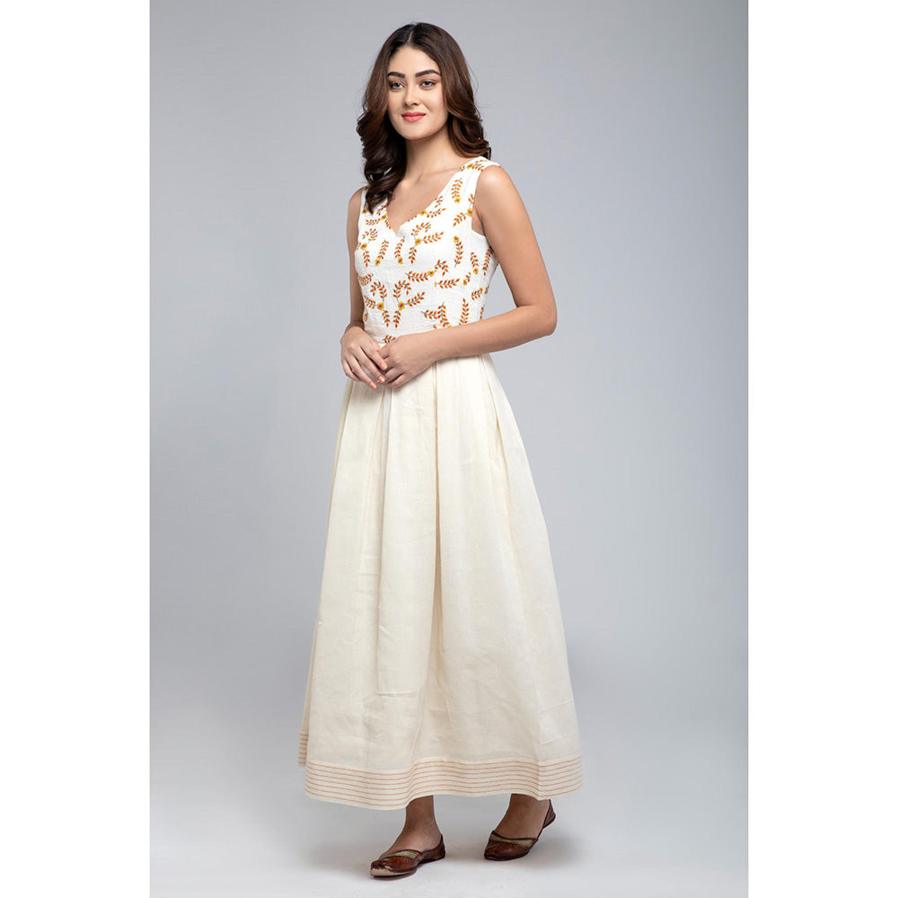 S & V designs Yellow Sleeveless Embroidered Maxi Dress