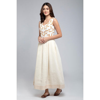 S & V designs Yellow Sleeveless Embroidered Maxi Dress