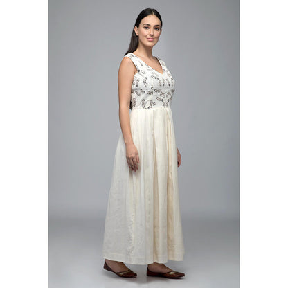 S & V designs Blue Sleeveless Embroidered Maxi Dress