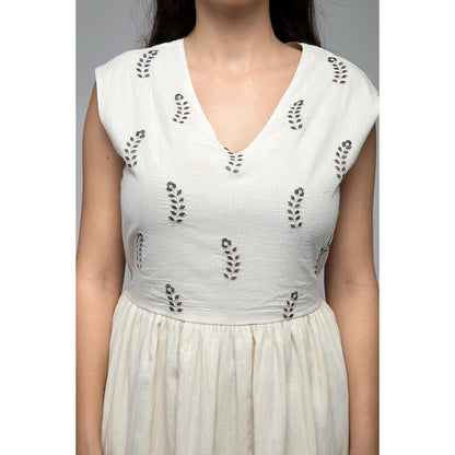 S & V designs Blue Double Layer Embroidered Sleeveless Maxi Dress