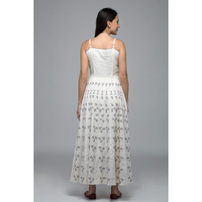 S & V designs Blue Embroidered Shoulder Strap Kalidaar Dress