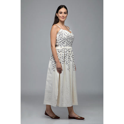 S & V designs Blue Floral Embroidered Midi Dress