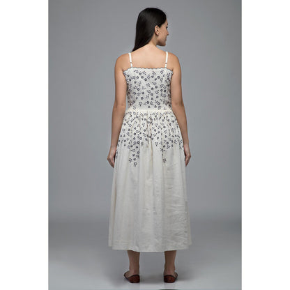 S & V designs Blue Floral Embroidered Midi Dress