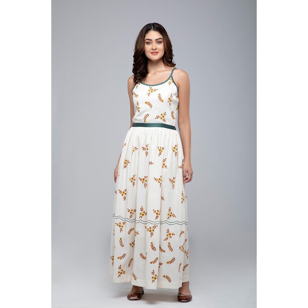 S & V designs Blue Embroidered Shoulder Strap Maxi Dress