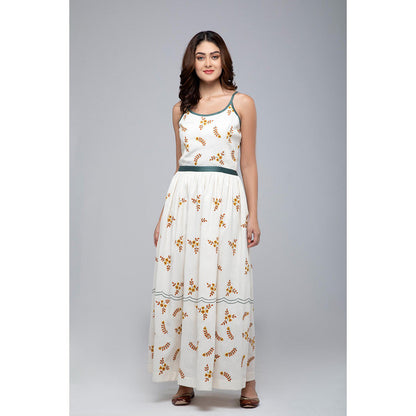 S & V designs Blue Embroidered Shoulder Strap Maxi Dress