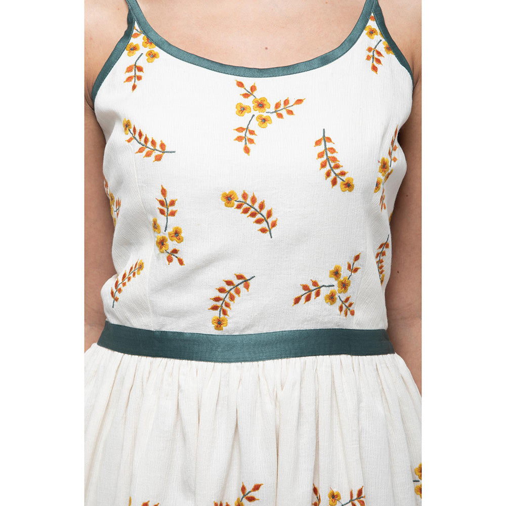 S & V designs Blue Embroidered Shoulder Strap Maxi Dress