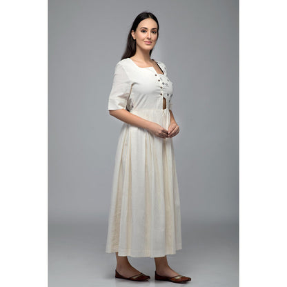 S & V designs Blue Embroidered Half Sleeves Maxi Dress