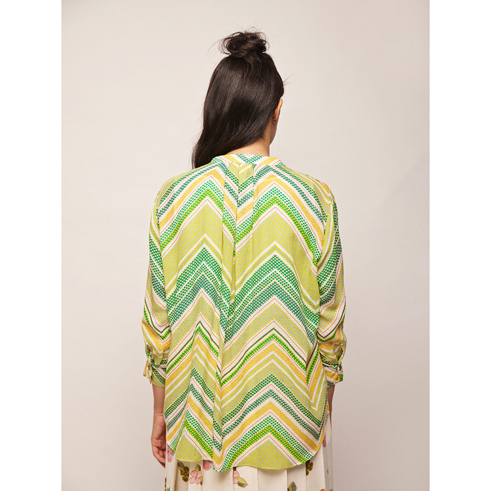 Swati Vijaivargie Green Dots Chevron Shirt