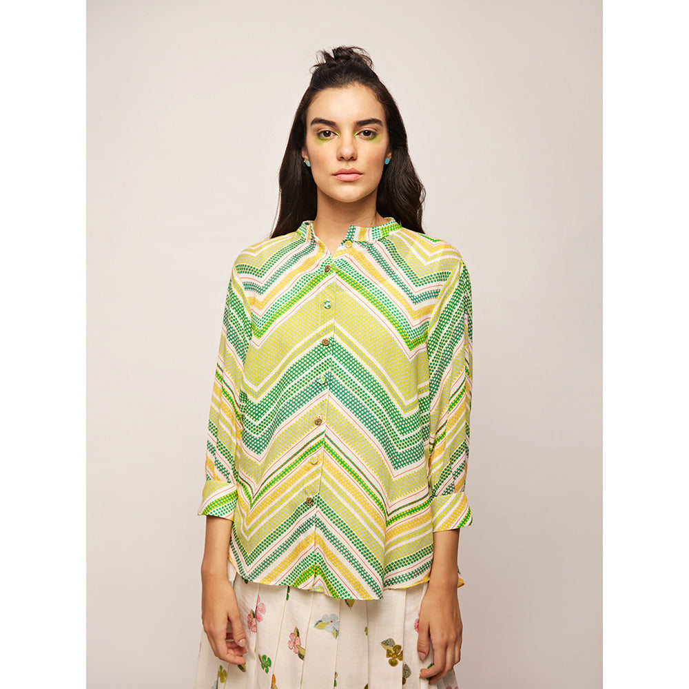 Swati Vijaivargie Green Dots Chevron Shirt