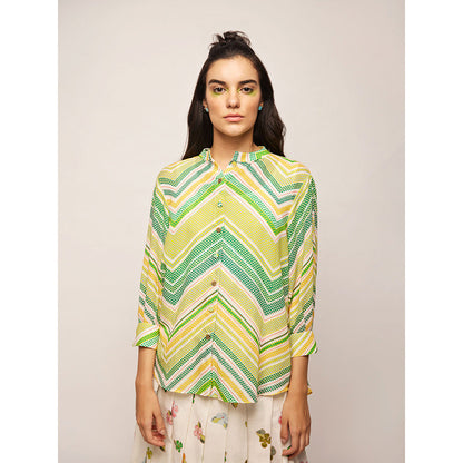 Swati Vijaivargie Green Dots Chevron Shirt