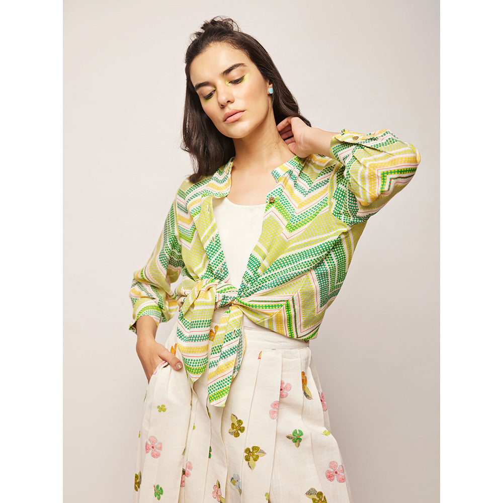 Swati Vijaivargie Green Dots Chevron Shirt