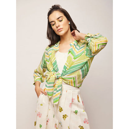 Swati Vijaivargie Green Dots Chevron Shirt