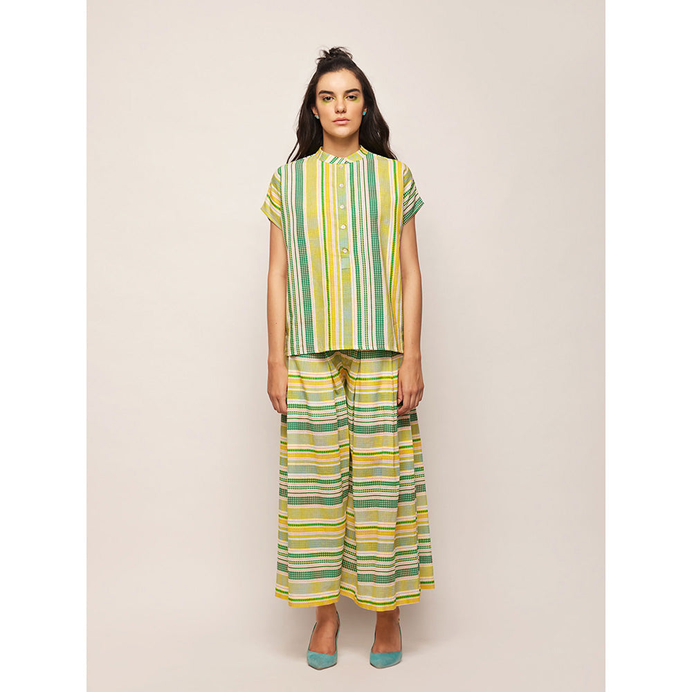 Swati Vijaivargie Green Dots Striped Pleated Pants