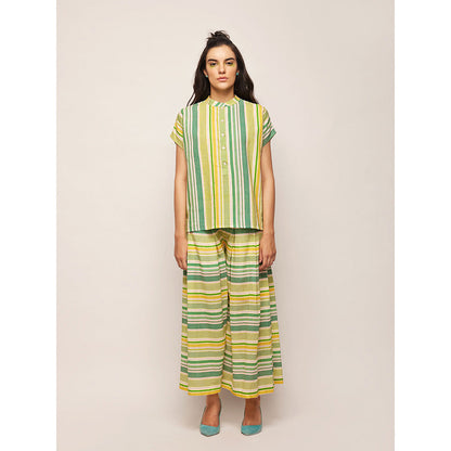 Swati Vijaivargie Green Dots Striped Pleated Pants