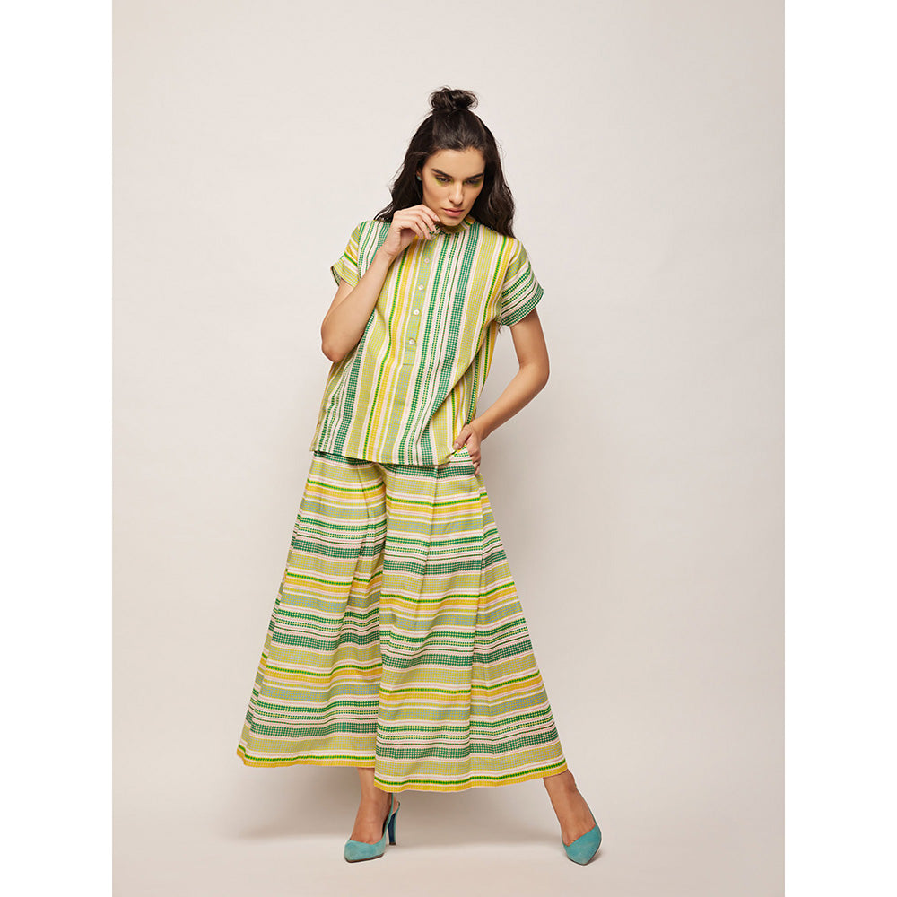 Swati Vijaivargie Green Dots Striped Pleated Pants