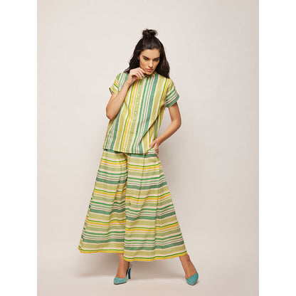 Swati Vijaivargie Green Dots Striped Pleated Pants
