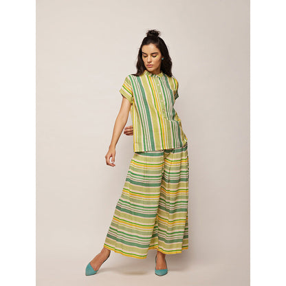 Swati Vijaivargie Green Dots Striped Pleated Pants
