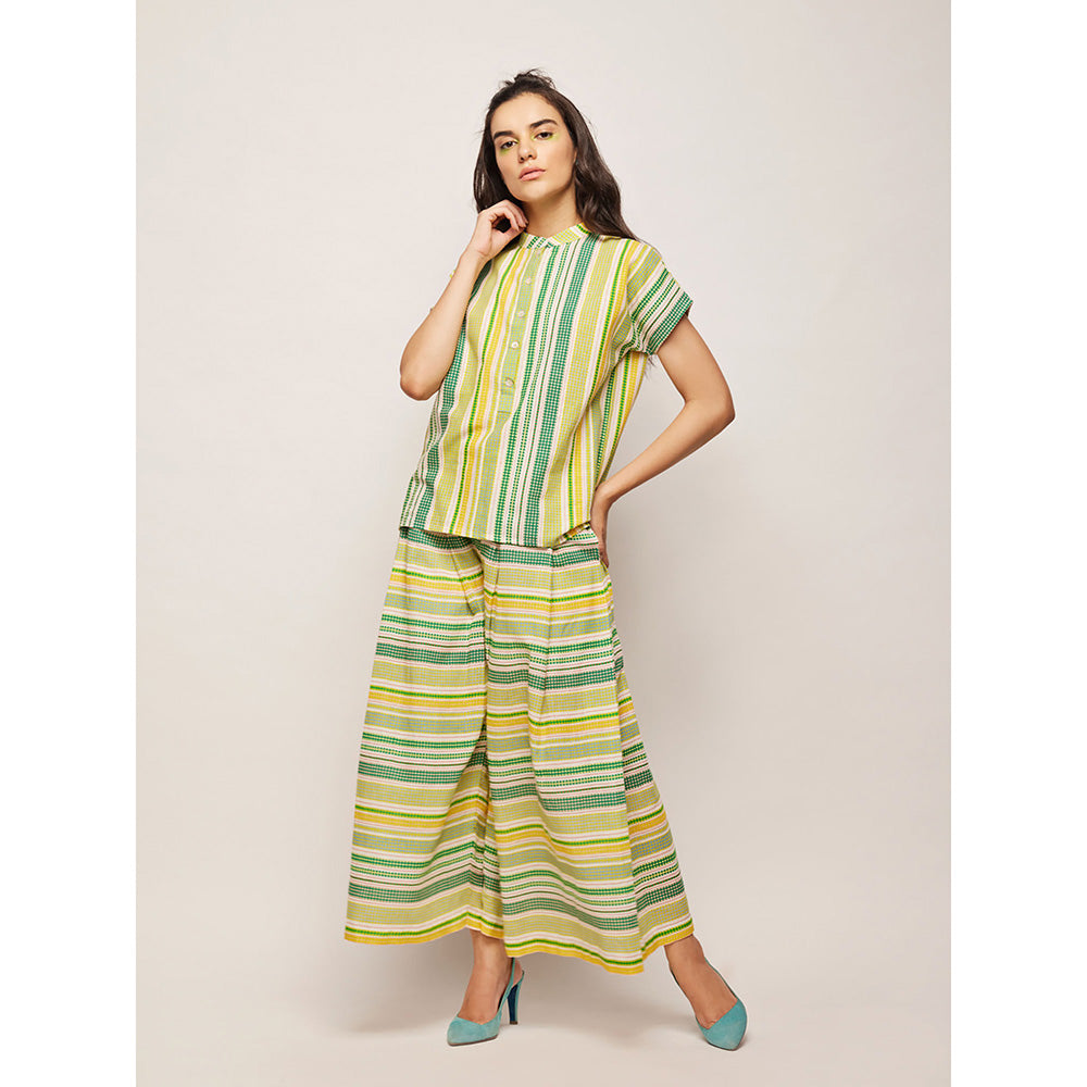 Swati Vijaivargie Green Dots Striped Pleated Pants