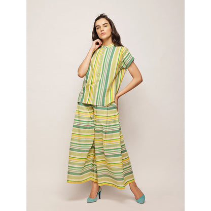 Swati Vijaivargie Green Dots Striped Pleated Pants