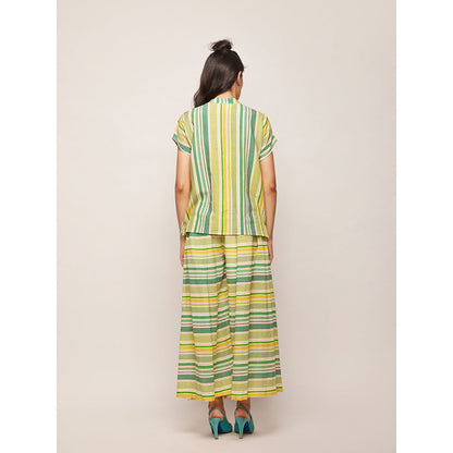 Swati Vijaivargie Green Dots Striped Pleated Pants