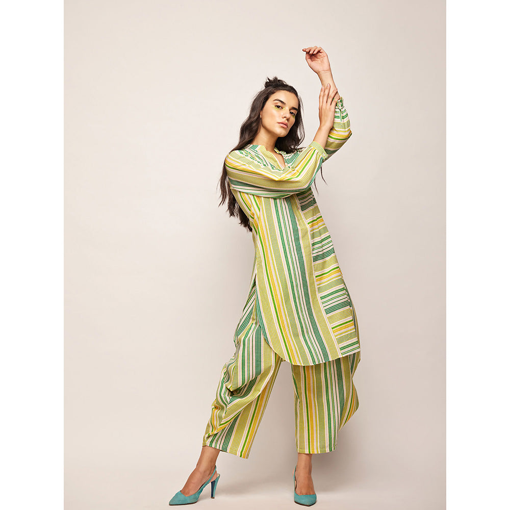 Swati Vijaivargie Green Dots Striped Drape Pants