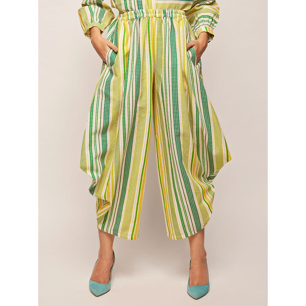 Swati Vijaivargie Green Dots Striped Drape Pants