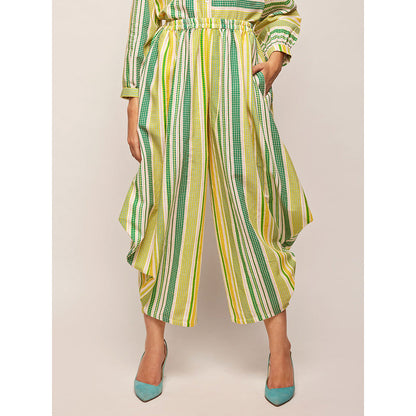 Swati Vijaivargie Green Dots Striped Drape Pants