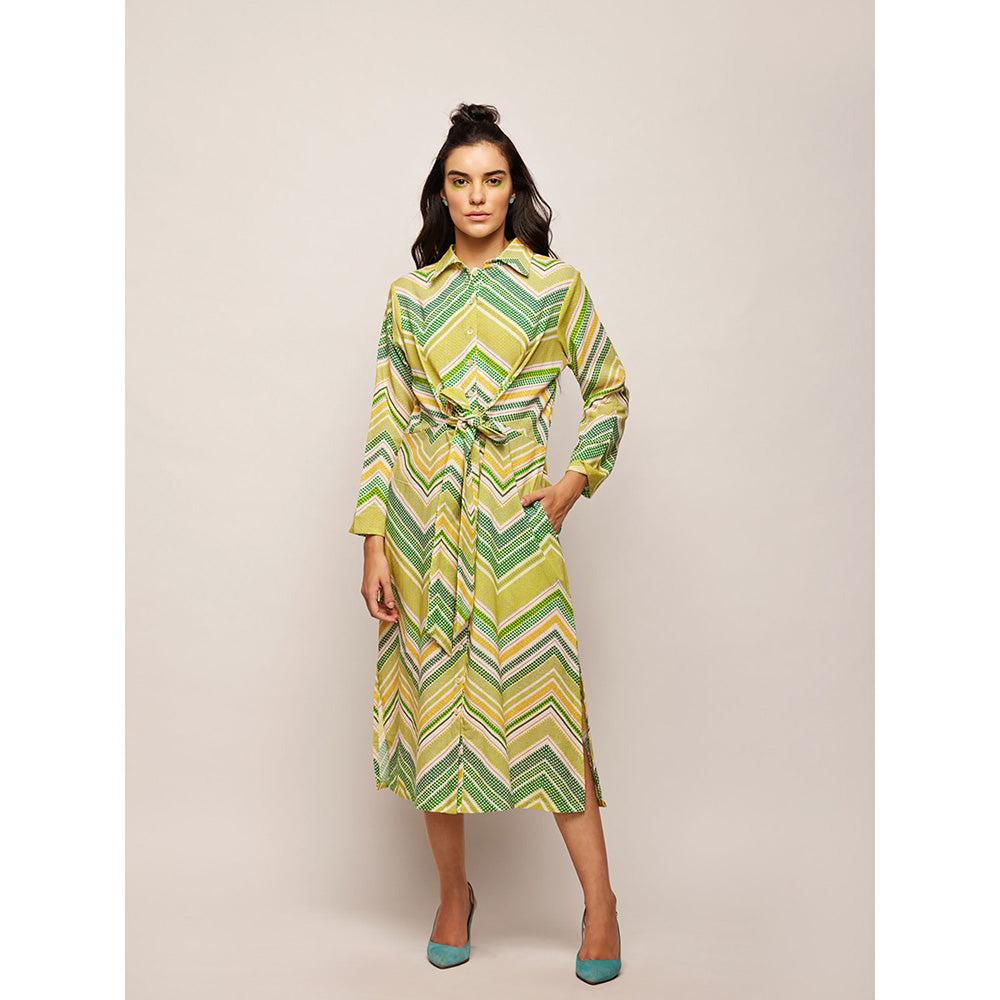 Swati Vijaivargie Green Dots Chevron Dress