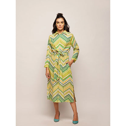 Swati Vijaivargie Green Dots Chevron Dress