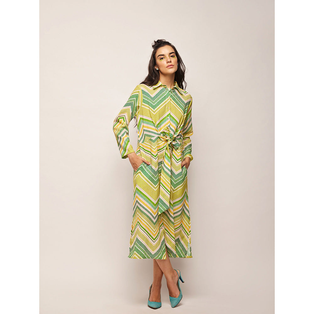Swati Vijaivargie Green Dots Chevron Dress