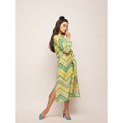 Swati Vijaivargie Green Dots Chevron Dress