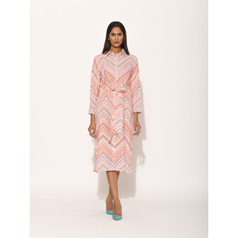 Swati Vijaivargie Dots Pink Chevron Dress