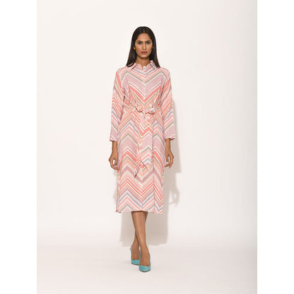 Swati Vijaivargie Dots Pink Chevron Dress