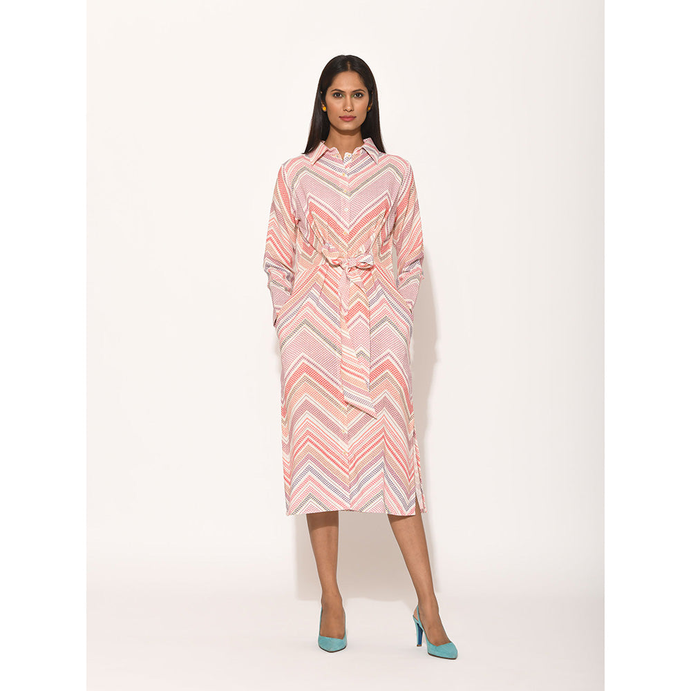 Swati Vijaivargie Dots Pink Chevron Dress