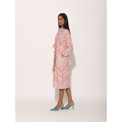 Swati Vijaivargie Dots Pink Chevron Dress