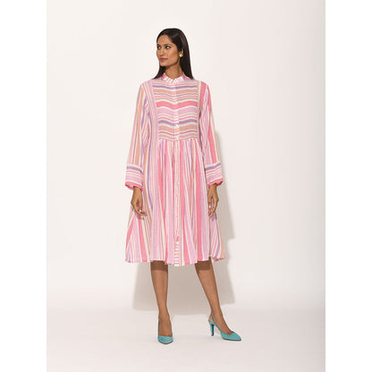 Swati Vijaivargie Dots Pink Striped Dress