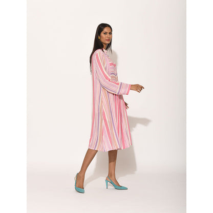 Swati Vijaivargie Dots Pink Striped Dress