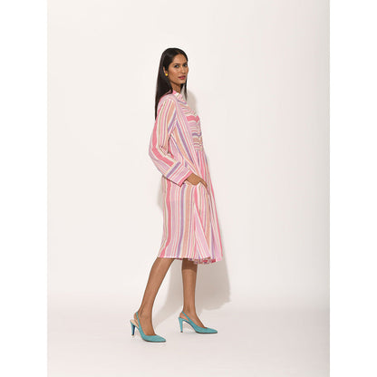 Swati Vijaivargie Dots Pink Striped Dress