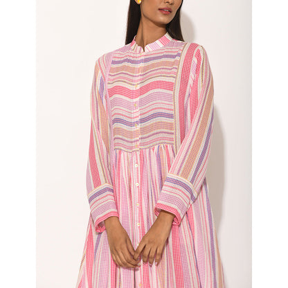 Swati Vijaivargie Dots Pink Striped Dress