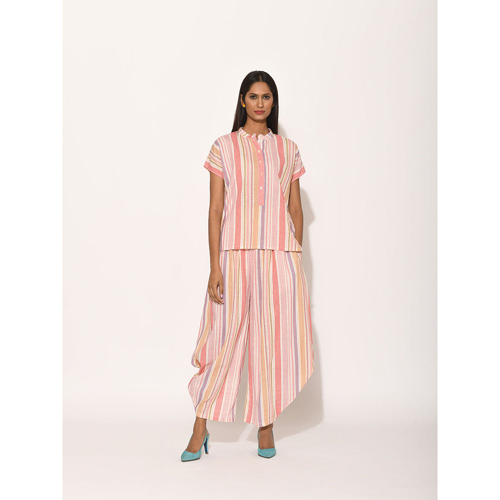 Swati Vijaivargie Dots Pink Striped Drape Pants