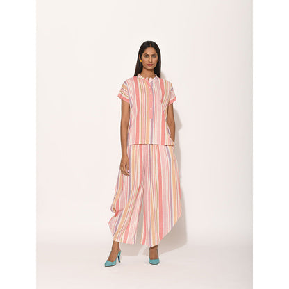 Swati Vijaivargie Dots Pink Striped Drape Pants