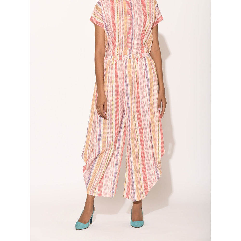 Swati Vijaivargie Dots Pink Striped Drape Pants