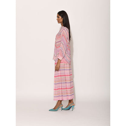 Swati Vijaivargie Dots Pink Striped Pleated Palazzo