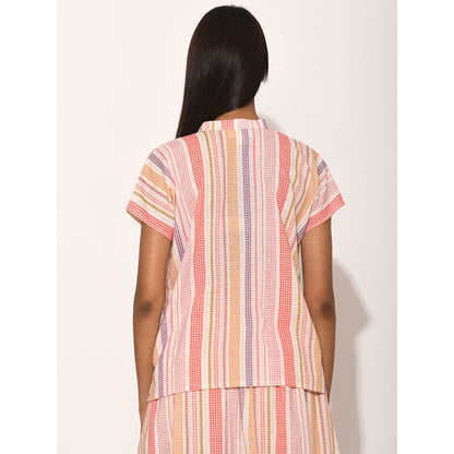Swati Vijaivargie Dots Pink Striped Top