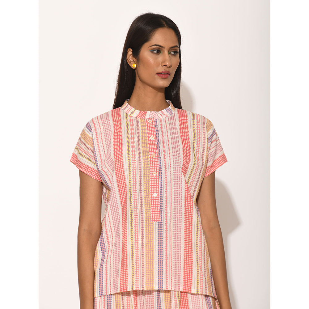 Swati Vijaivargie Dots Pink Striped Top