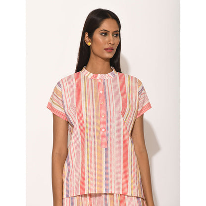 Swati Vijaivargie Dots Pink Striped Top